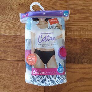 2 for $30 | Size 9/2XL  Hanes Ultimate Breathable Cotton Hi Cut Underwear | NWT
